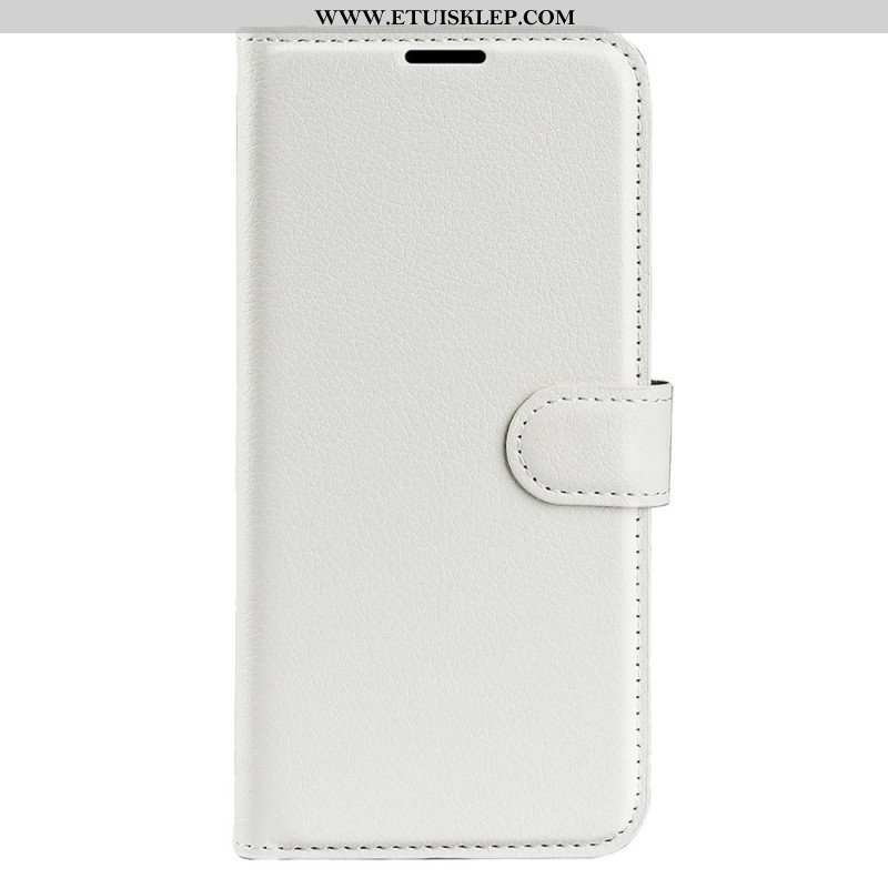 Etui Folio do iPhone 15 Klasyczna Sztuczna Skóra Litchi